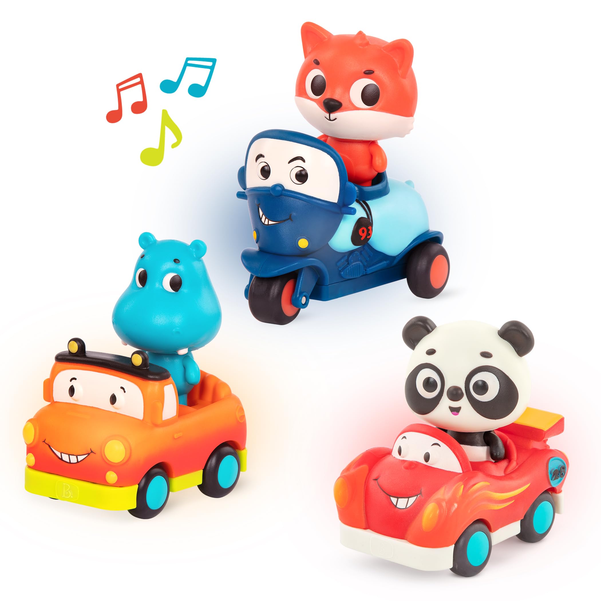 B. toys Mini Riders, zestaw 3 świecących i dźwiękowych pojazdów zabawkowych