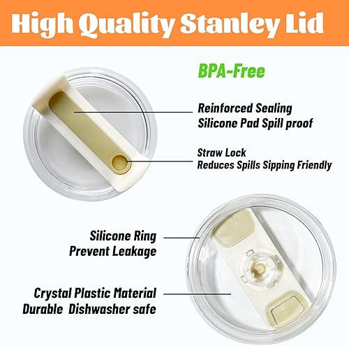 Miniatura 2 de EXQUILEG Tapas de vaso de 40 onzas aptas para la copa Stanley, tapas de repuesto transparentes para vaso de viaje Stanley Adventure Quencher de 40
