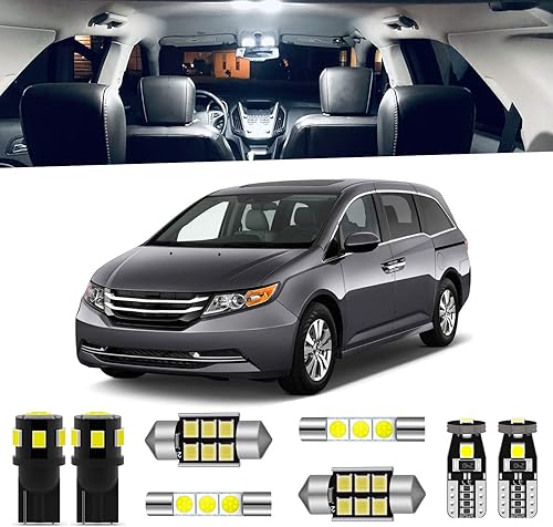Odyssey - Kit de 18 luces LED interiores para Honda Odyssey 2011 2012 2013 2014 2015 2016 2017 blanco 6000K LED paquete de iluminación interior +