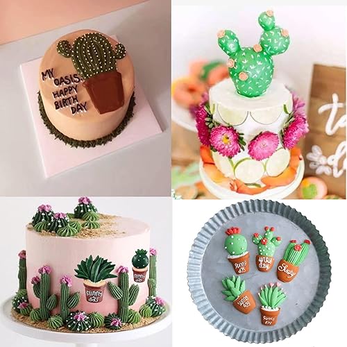 Vista 6 de Mujiang Moldes de silicona 3D para fondant de cactus, molde de caramelo hawaiano para chocolate, azúcar y goma de mascar, decoración de pasteles de 6