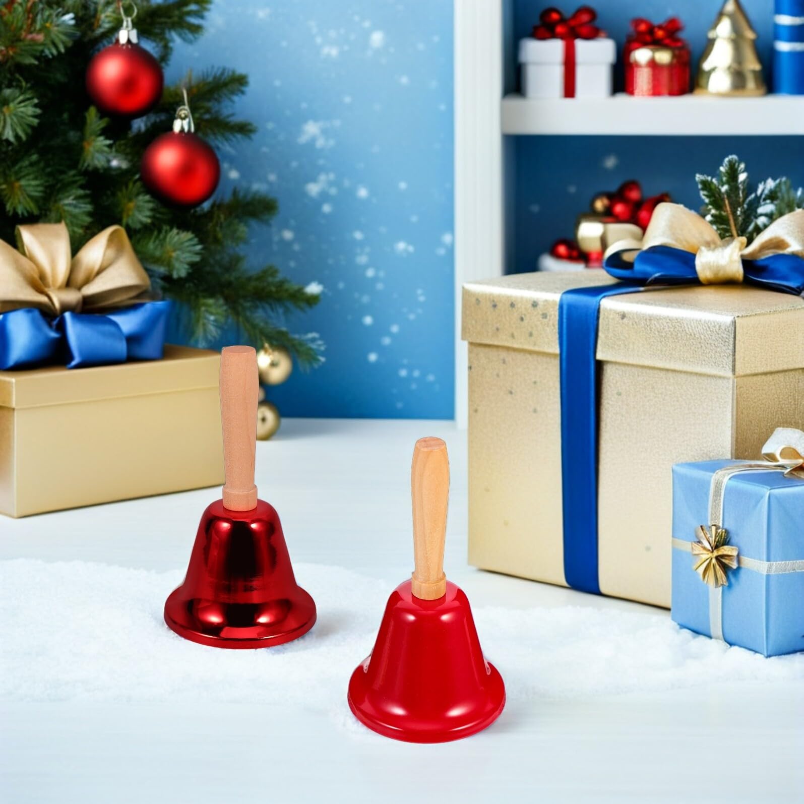 Garneck 24pezzi Campanella di Babbo Natale in Metallo con Manico in Legno Campanelli Natalizi per Feste Matrimoni Campanella da Tavolo per Cena