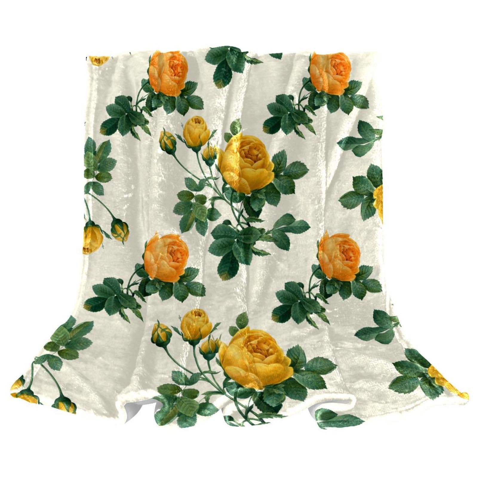 Couverture de lit en polaire fleur jaune au fini doux et élégant