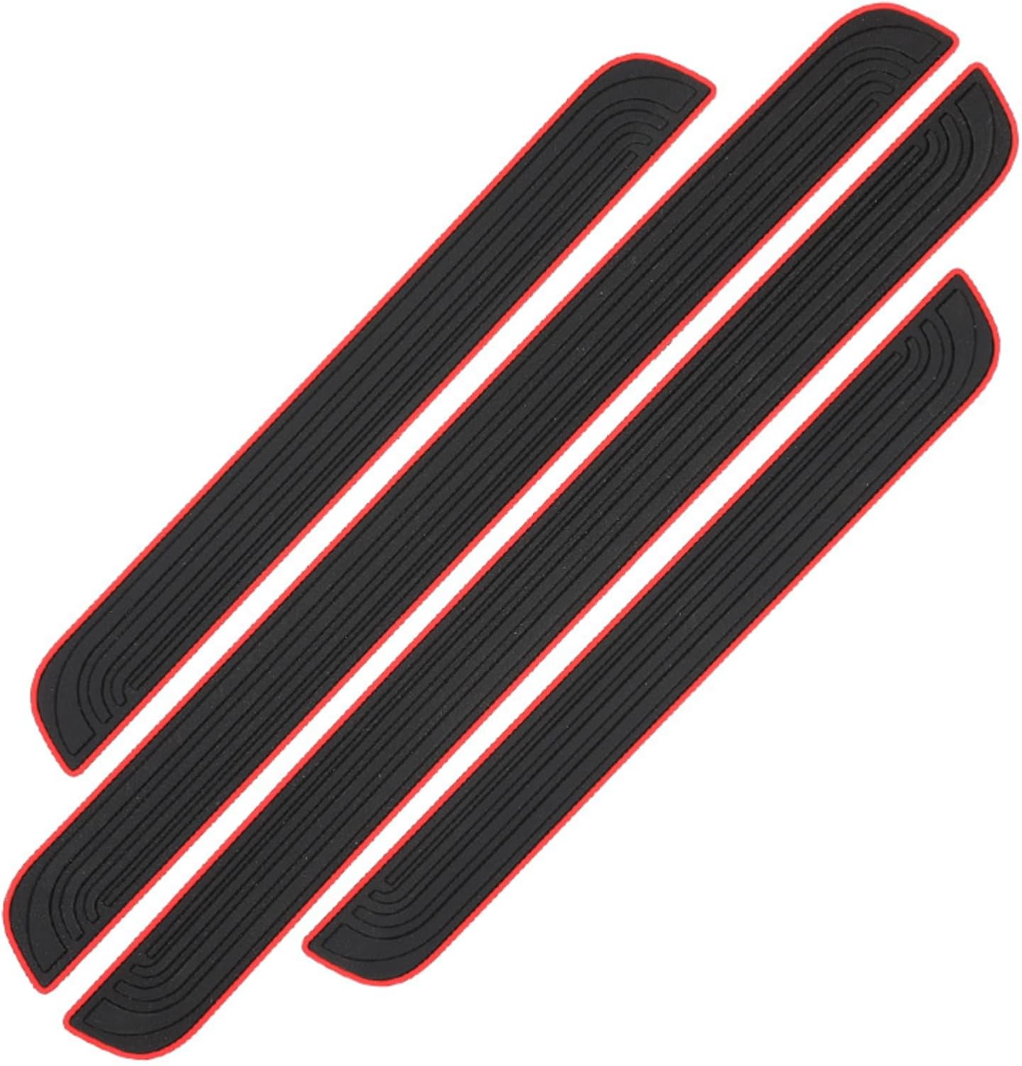Car Front & Rear Door Sill Guards Full Set for Mitsubishi Eclipse Cross 2018-2023, Easy Install Door Sill Guards No Drilling Self-Adhesive,Black with Red Border