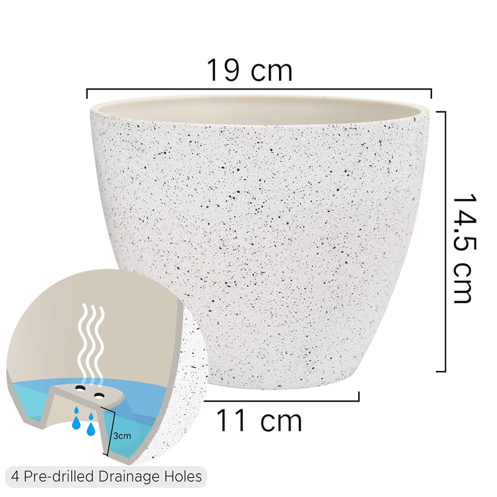 B2C Matt Ribbed Flower Pot - Modern Plastic Planter For Indoor