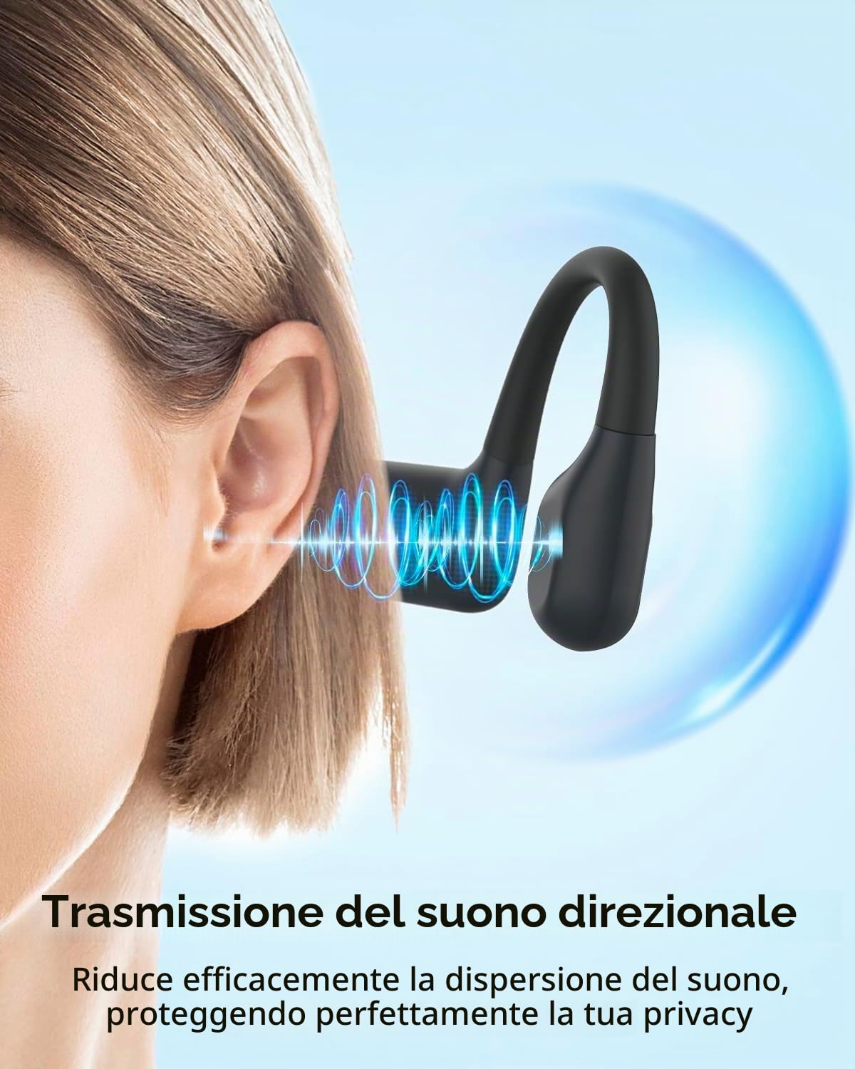 MONODEAL Cuffie da nuoto IP68 impermeabili con suono osseo Bluetooth 5.4, cuffie Bone Conduction Headphones con memoria lettore MP3 da 8 GB, cuffie aperte per nuoto corsa