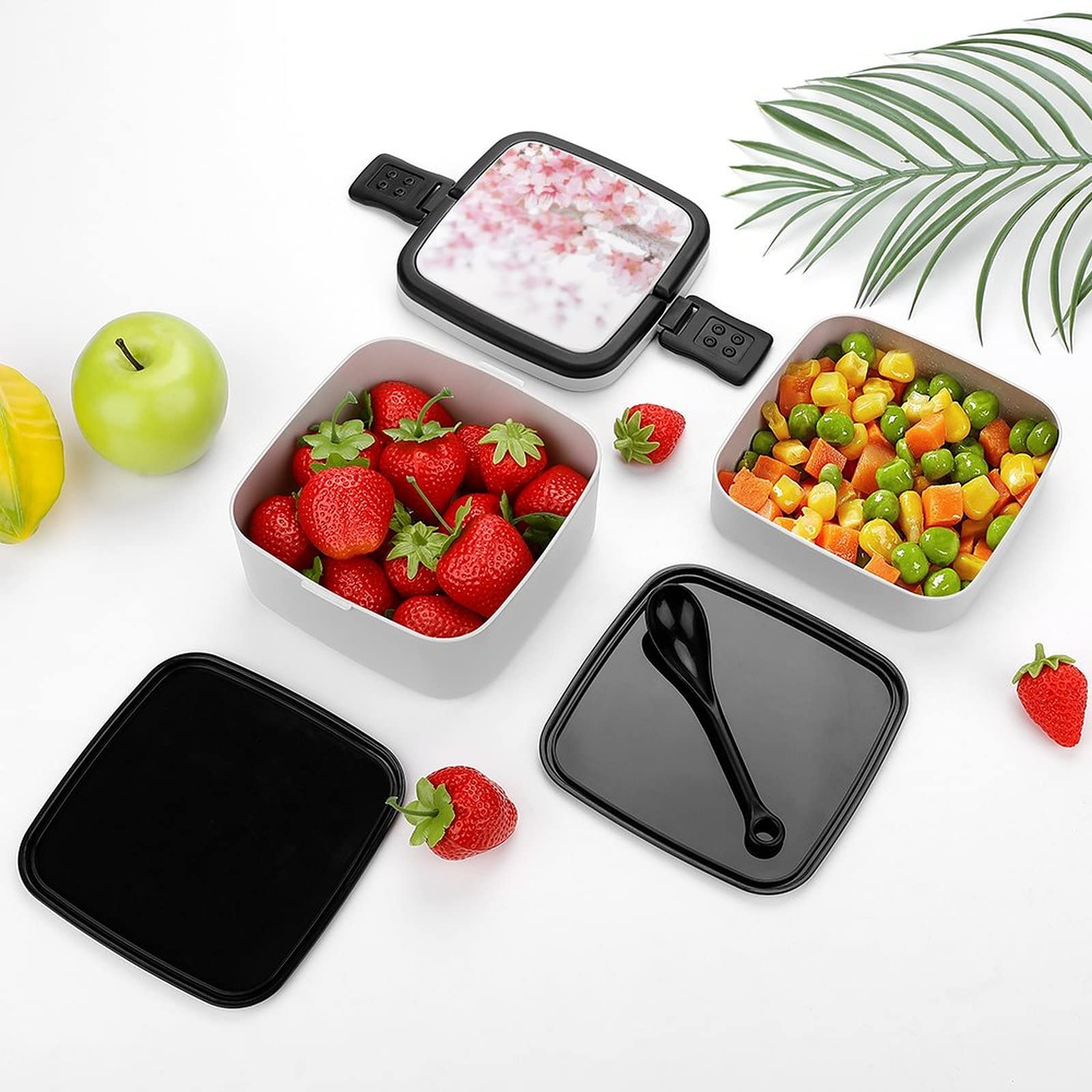 花吹弁当２段 Amazon | さくらんぼ 花 弁当箱 2段 ランチボックス 二段 お弁当