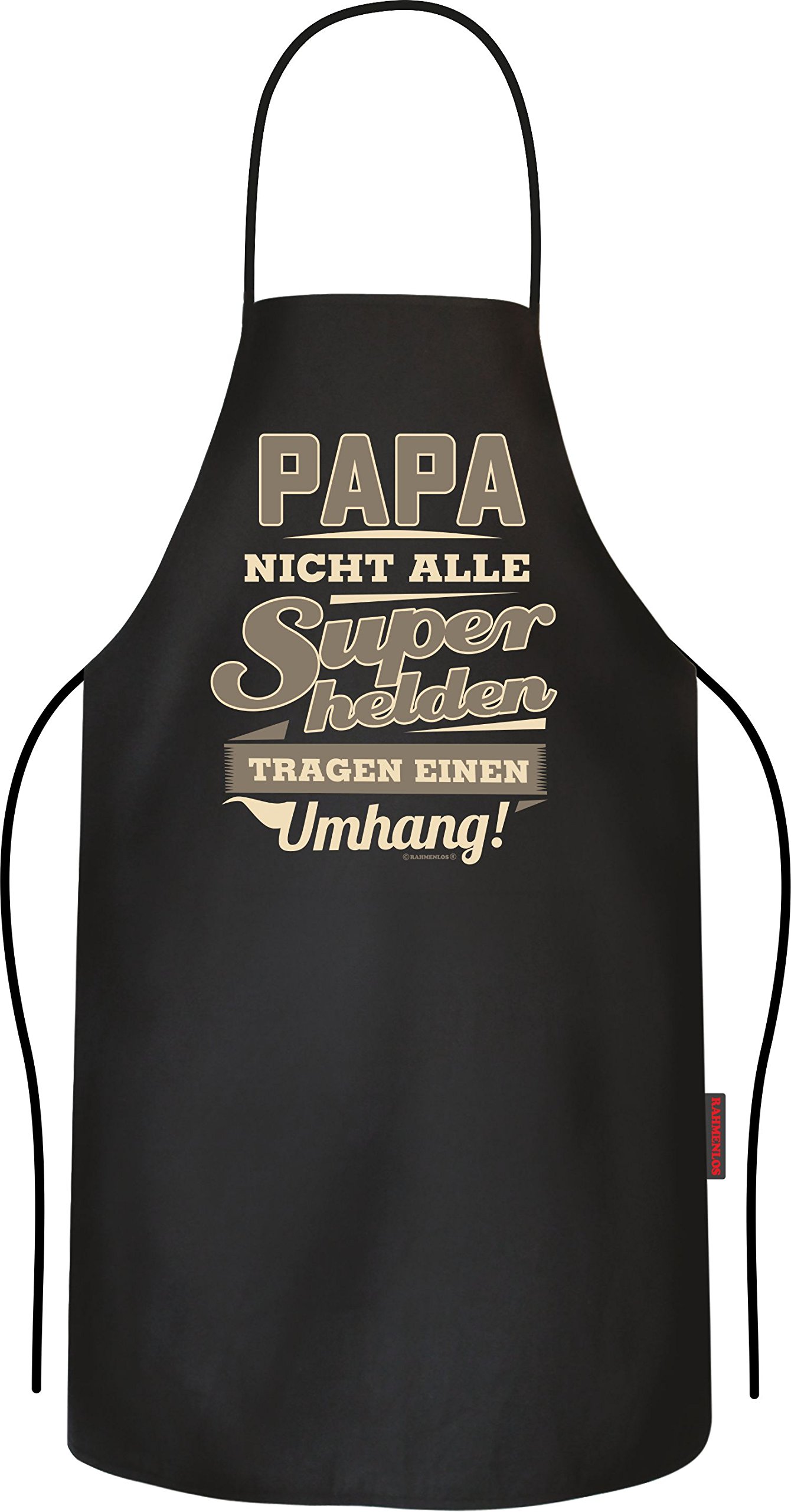 RAHMENLOS Original BBQ Grillschürze, das Geschenk für den Vater: Papa, Nicht alle Superhelden tragen einen Umhang!