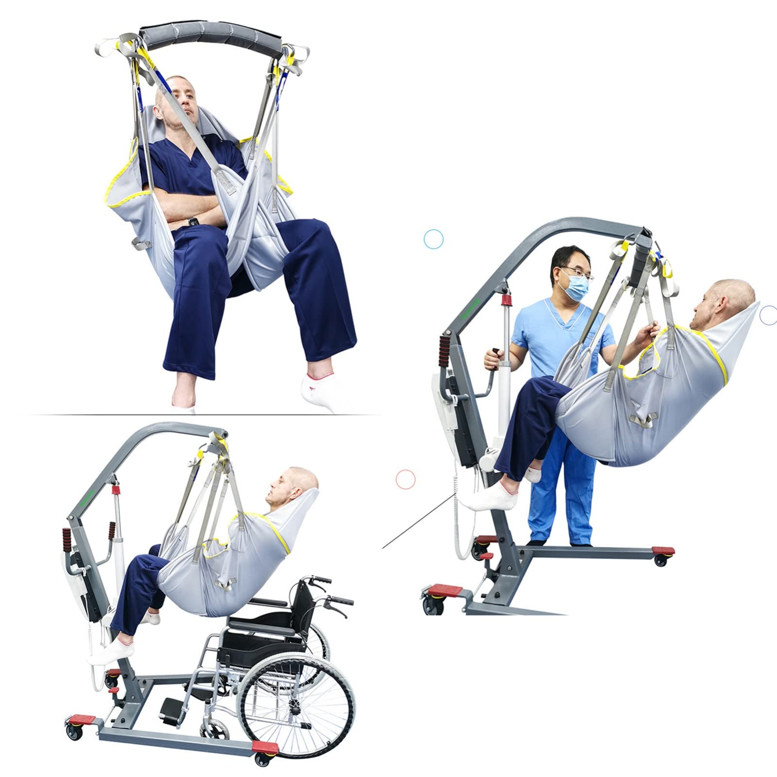 Écharpe de jambe divisée pour personnes âgées handicapées, élingues de levage du patient, élingue de levage du corps entier avec support de tête, élingue de douche, élingue de transfert pour bariatriq