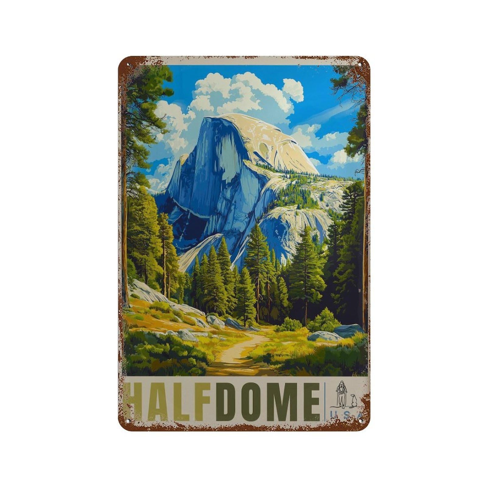 xiaoxiaoshen Half Dome Yosemite National Park Wall Decor Art Metal Tin Poster Modern Home Decor Art Home Bar Shop Decorations Vintage Sign 30x20cm