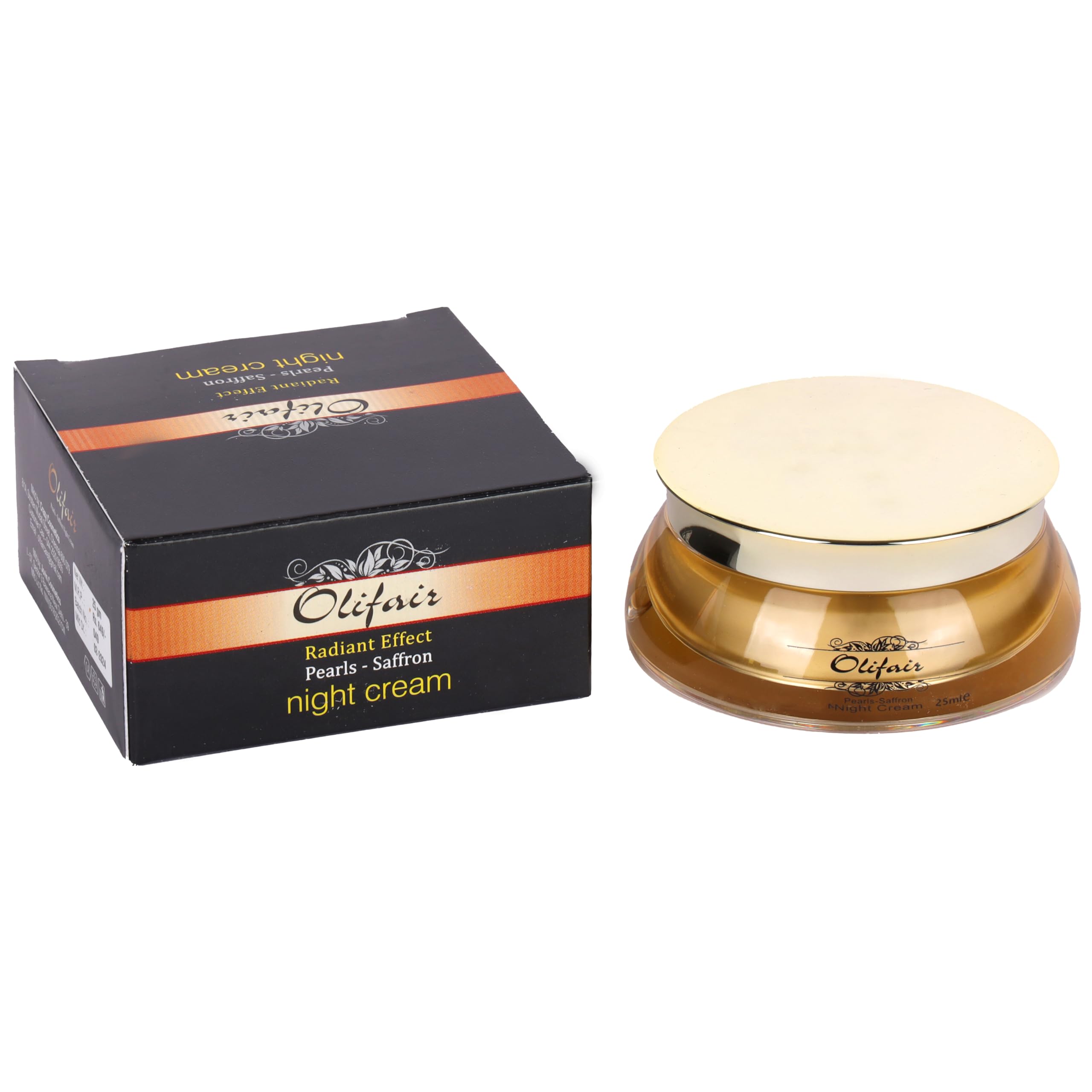 Olifair Pearls Saffron Night Cream for Men and Women,Skin Whitening and Dark Spot Removal-25 g (Pack of 1)