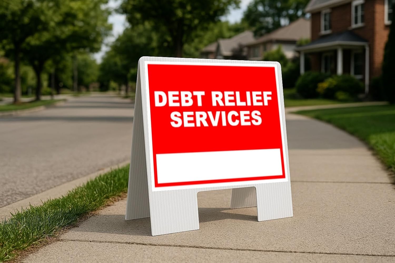 Debt Relief Services Write On Me Red Folding Coroplast A-Frame Double-Sided 23in x23in - Image 1 of 8