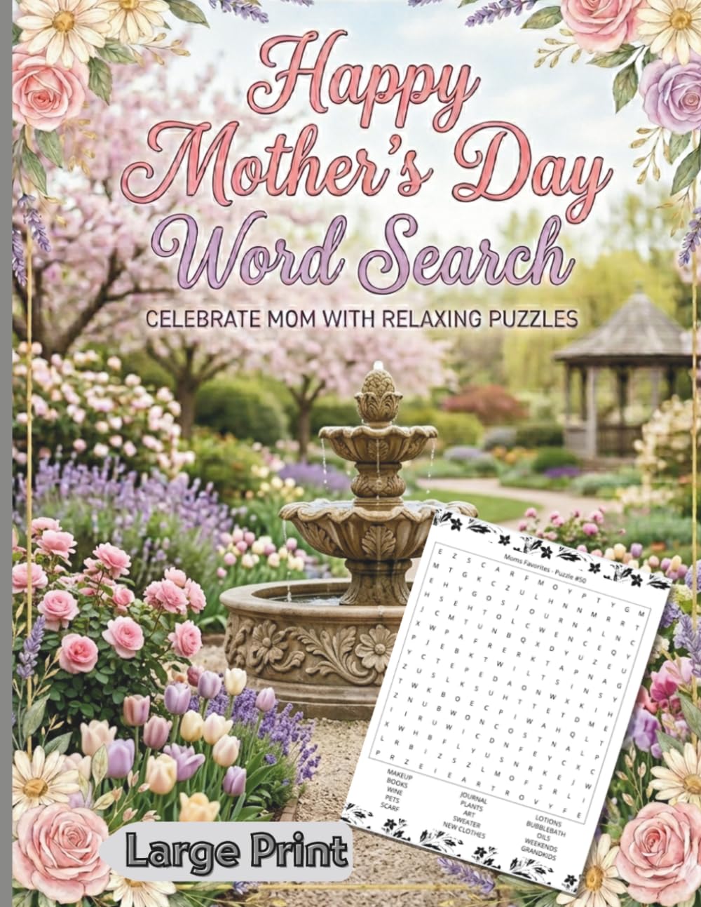 Happy Mother's Day Word Search: CELEBRATE MOM WITH RELAXING PUZZLES: For Teens & Adult Women | 50 Word Search Puzzles related to Mothers | 8.5X11 ... Mom, Sister or Grandma | For Mother's Day
