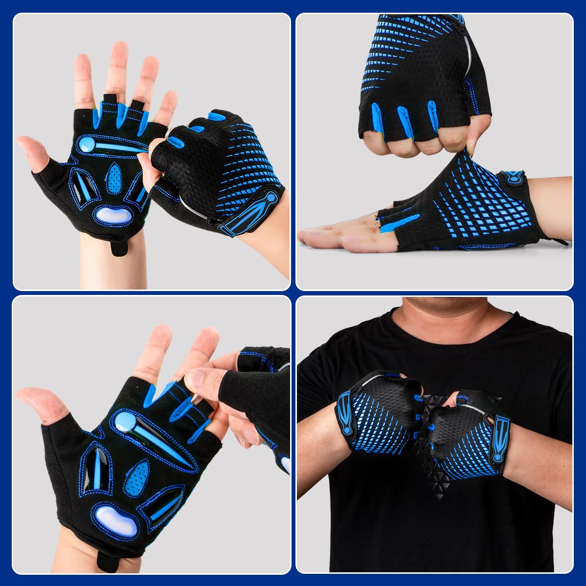 Guantes Ciclismo Medio Dedo Guantes Bicicleta Montaña Guantes Verano Guantes MTB Gel Antideslizante Transpirable Guantes Cortos Ciclismo Carretera para Hombre y Mujer