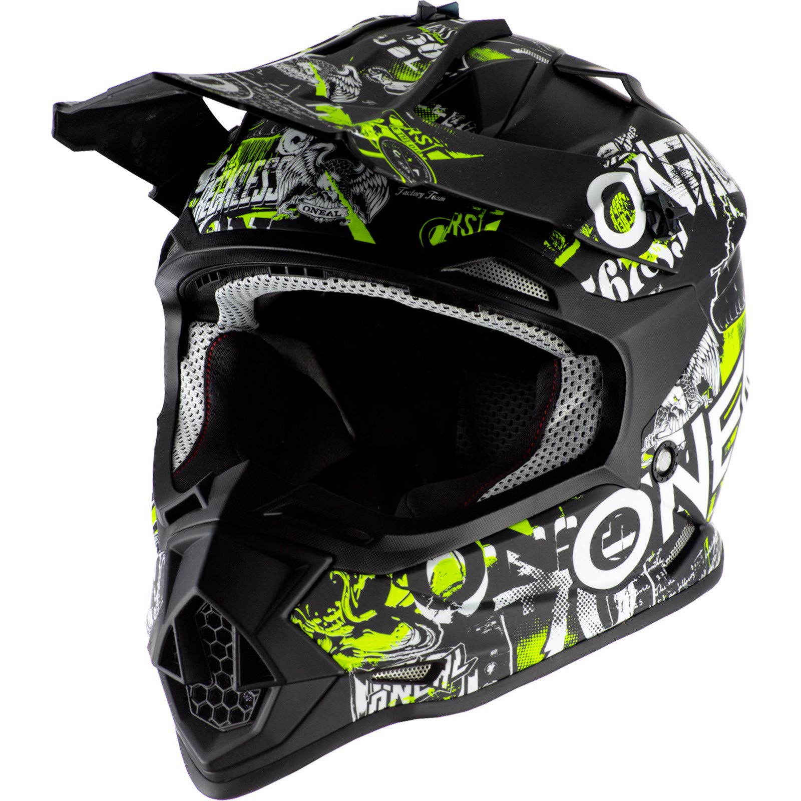O'NEAL2 Series Attack Youth Kinder Motocross Enduro MTB Helm schwarz/weiß/gelb 2023 Oneal
