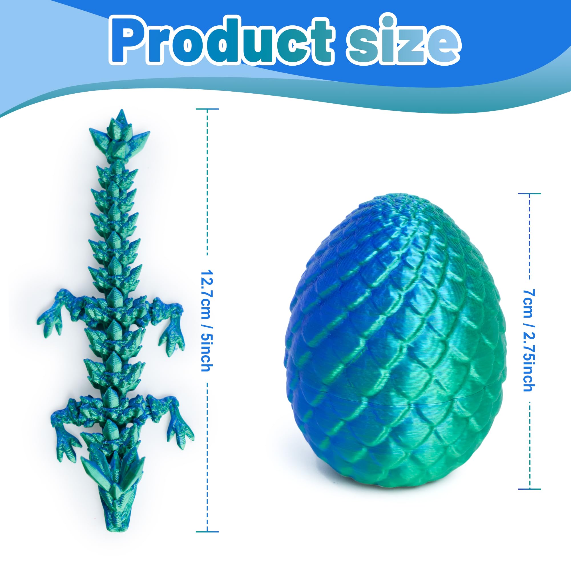 Flavery 8 Pack 3D Printed Dragon Egg, Small Eggs with Articulated Crystal Dragon Inside, Desk Decor Pet, Mystery Figure Decor(E2) - Image 3