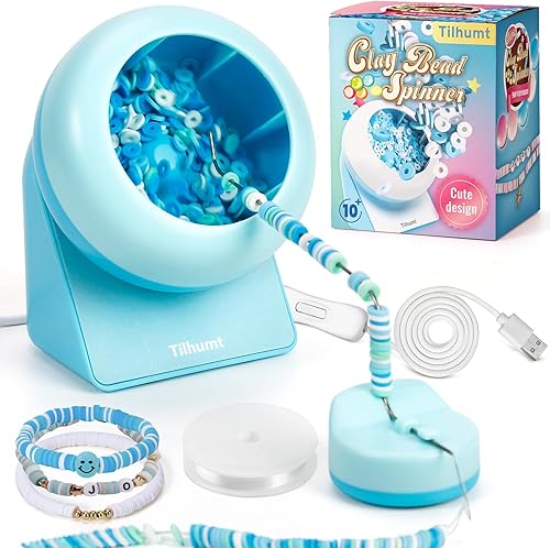 Tilhumt Spinner eléctrico de cuentas para cuentas de arcilla, hilador de cuentas de arcilla, fabricante de pulseras para hacer joyas, pulseras de