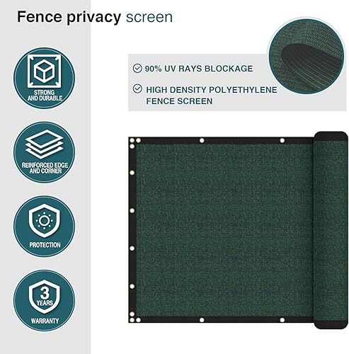 Miniatura 2 de Parabrisas para valla de privacidad de 6 x 30 pies con ojales de cobre, apto para valla comercial y jardín residencial al aire libre, 90% de bloqueo