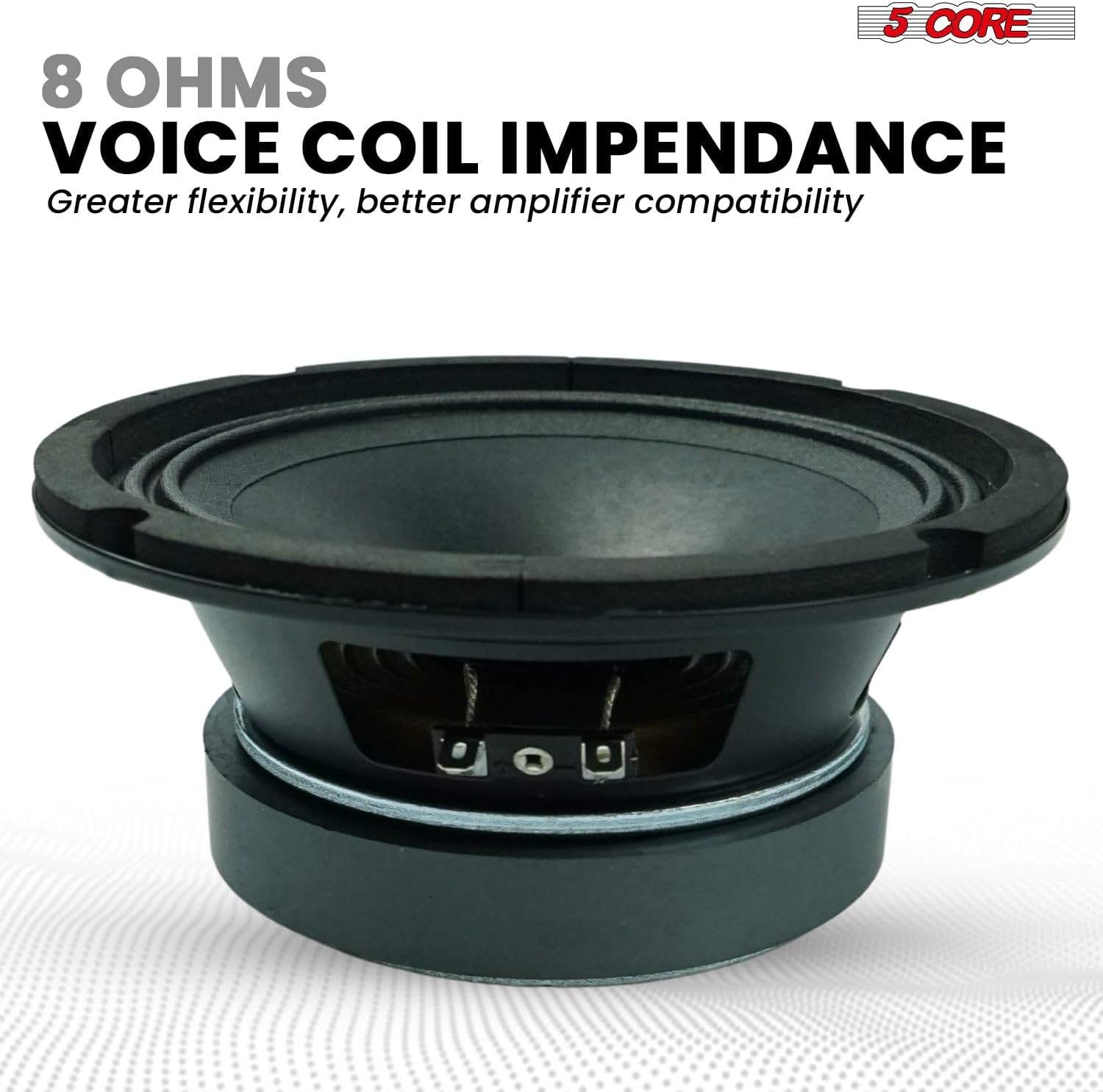 5 CORE 6.5 Inch Mid Range Replacement Pro Audio PA DJ Car Speaker Pair 360W 8 Ohms 30 Oz Magnet 1.5" Voice Coil 4x60W Aluminum Super Tweeters - MR 6.5-8oHM +TW BLT 400 X2PAIR