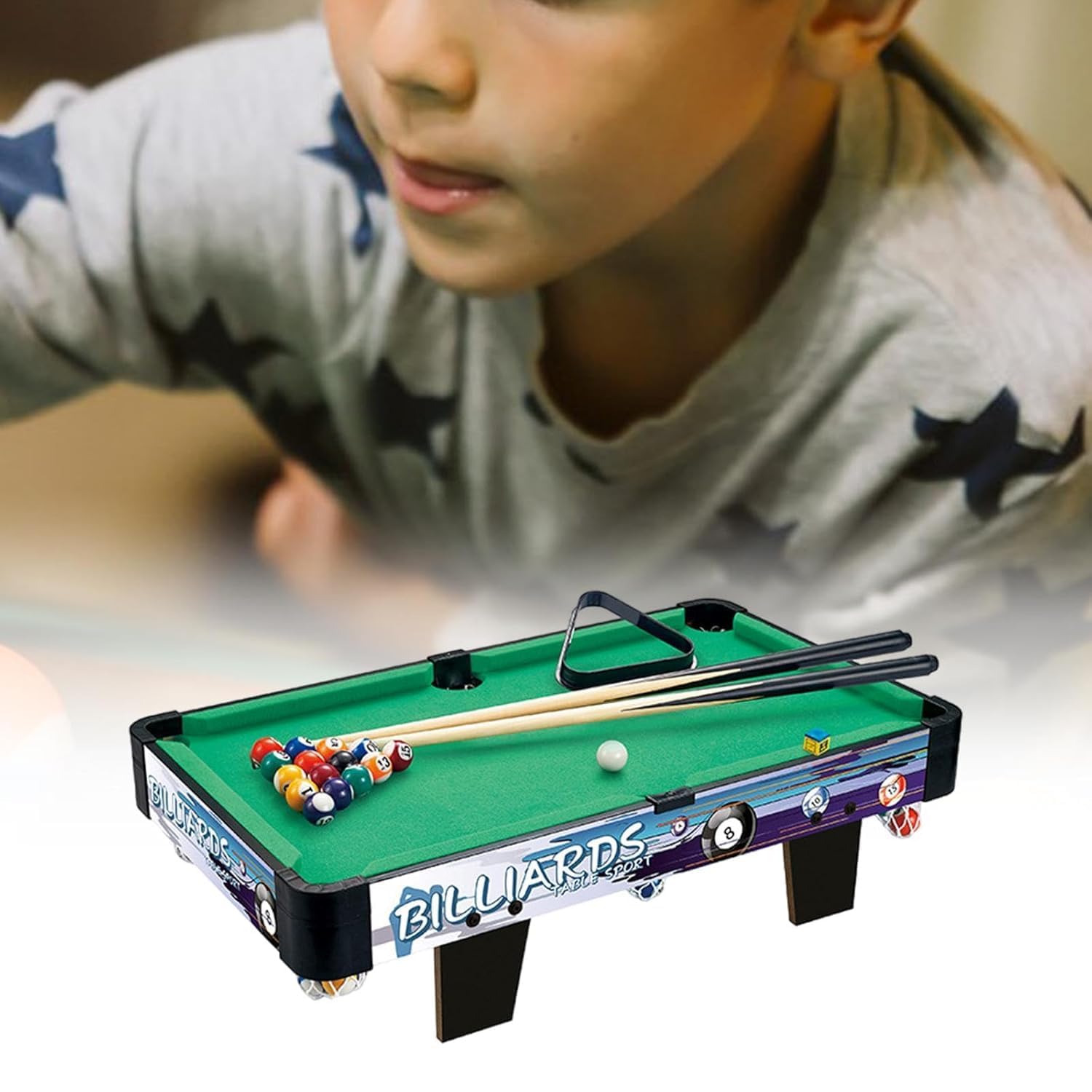 Pool Table Set Durable Mini Tabletop Billiards for Kids Children Home Office (48Cmx27Cmx15.5Cm) 4