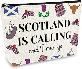 Scotland Gifts Edinburgh Travel Gift for Women Makeup Bag Scotland Lover Travel Trip Present Birthday Graduation Gift for Traveller Friends Sister Cosmetic Bag Souvenirs Zipper Toiletry Pouch