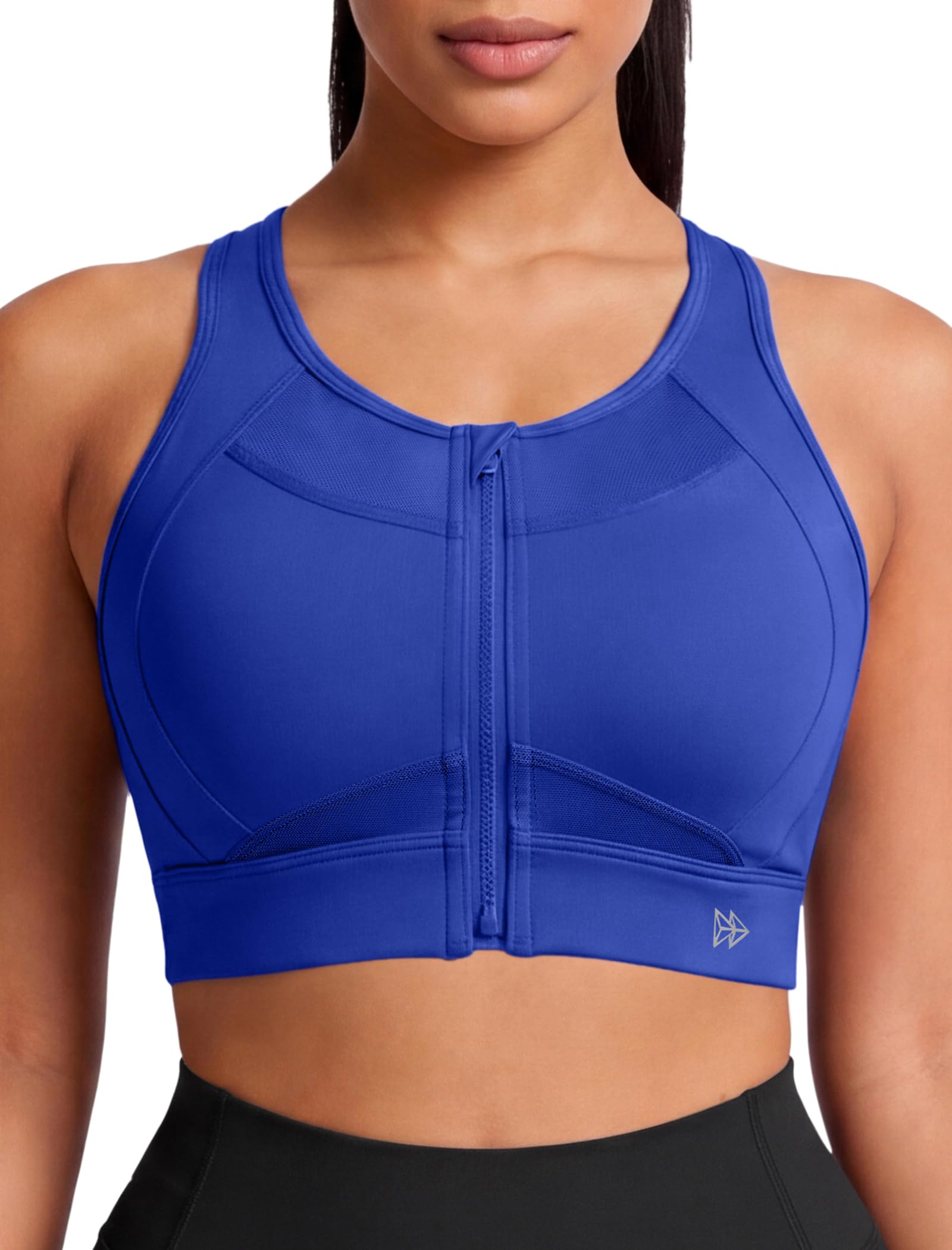 Yvette High Impact Sports Bras for Women Large Bust Zip Front Closure Sports Bra High Support for Running Workout