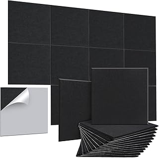 Acoustic Panels, AGPTEK 12 Packs Self-adhesive Acoustic Panels Soundproof Wall Panels, 30 X 30 X 0.9cm Soundproof Foam Panels High Density, Great for Home Studio, Office and Home Studio