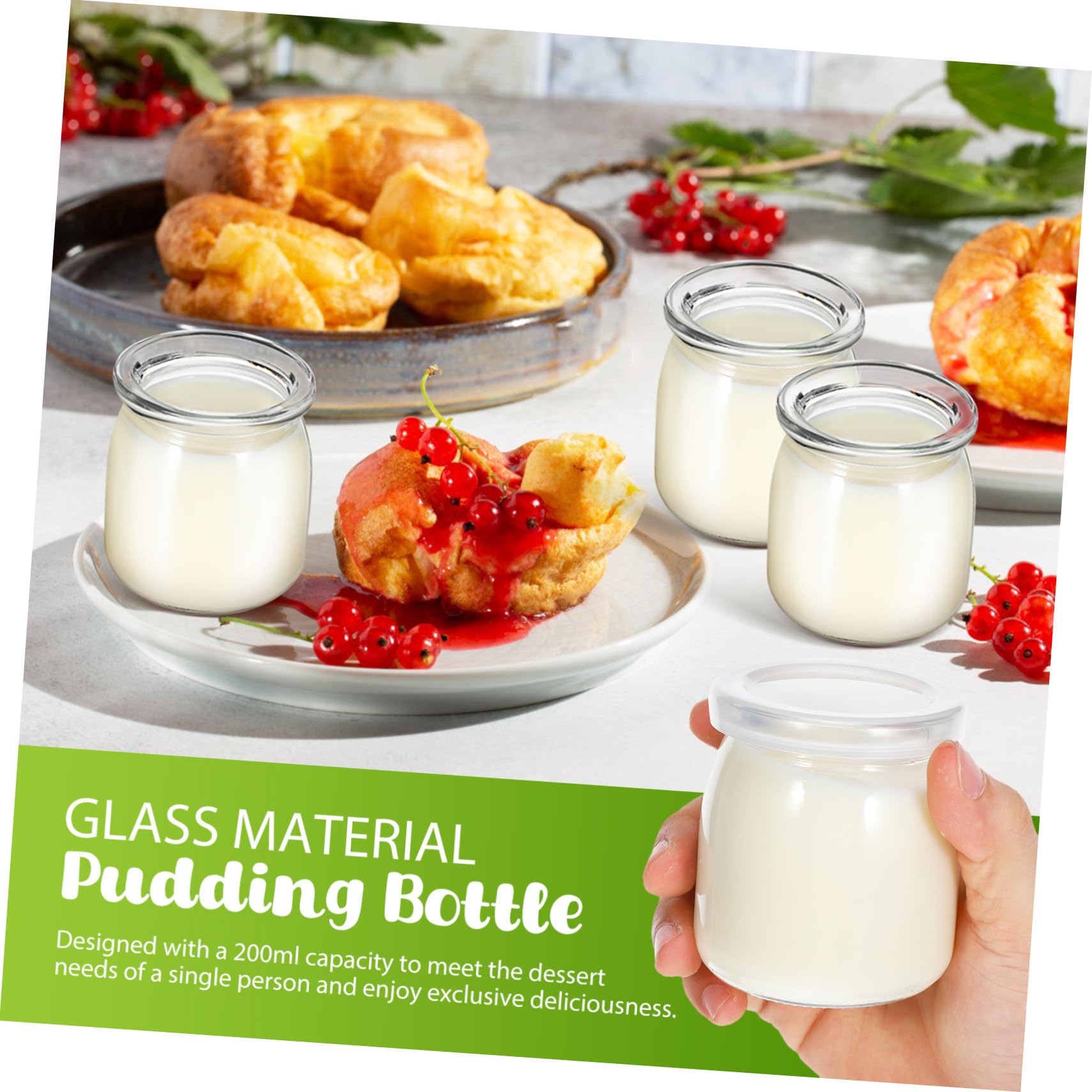 Cabilock 12 Stück Puddinggläser mit Deckel Hitzebeständige Glasbehälter für Joghurt Marmelade Desserts Stapelbar Luftdicht Verschließbar für Party Babybrei und Backen