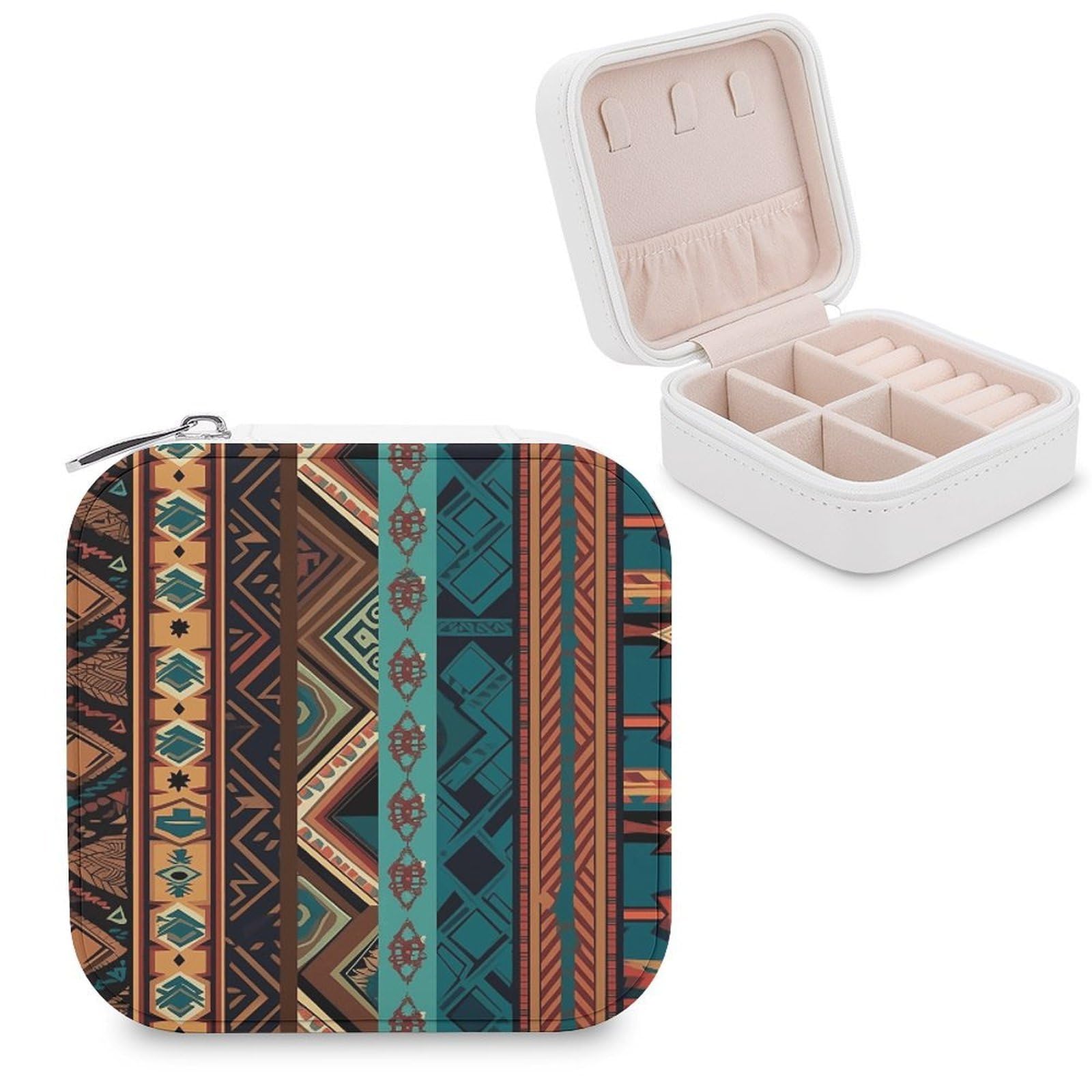 VstaDank Southwest Native Art Patterns Jewelry Box for Women Custom Travel Jewelry Case Personalized Travel Jewelry Boxes Small Portable Jewelry Organizer Box for Rings Necklaces Bracelets Earring