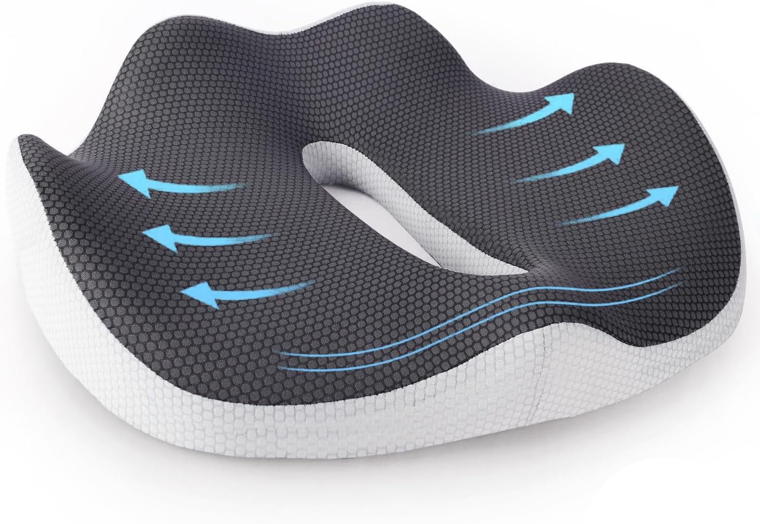 SYOSI Seat Cushion for Office, 3D Full Wrap Memory Foam Chairs Cushions, for Pressure Relief Sciatica and tailbone Back Pain Relief, Ergonomic Pillow Memory Foam Coccyx Pad for Office Home Car (Grey)