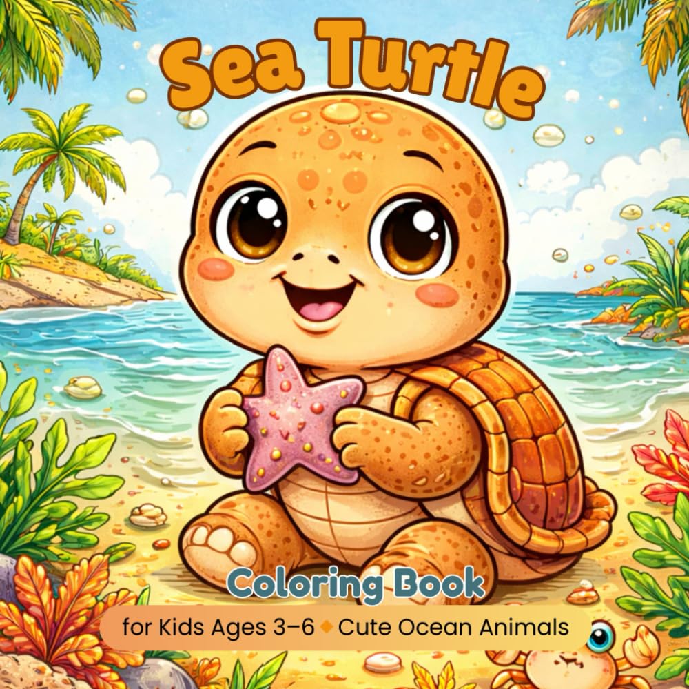 Sea Turtle Coloring Book for Kids Ages 3–5: Friendly Sea Turtle Coloring Pages for Toddlers and Preschoolers (Cute Animals Coloring Book for Kids Ages 3-5)