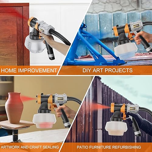 Miniatura 6 de Upgraded Paint Sprayer-BATAVIA 700W HVLP High Power Spray Paint Gun with 6FT Air Hose, 4 Nozzles & 3 Patterns, Paint Sprayer for House