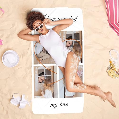 Miniatura 4 de Tiirreez Toalla de playa personalizada añade tu foto y texto, toallas de playa personalizadas de 30 x 60 pulgadas, toalla de playa ligera y compacta