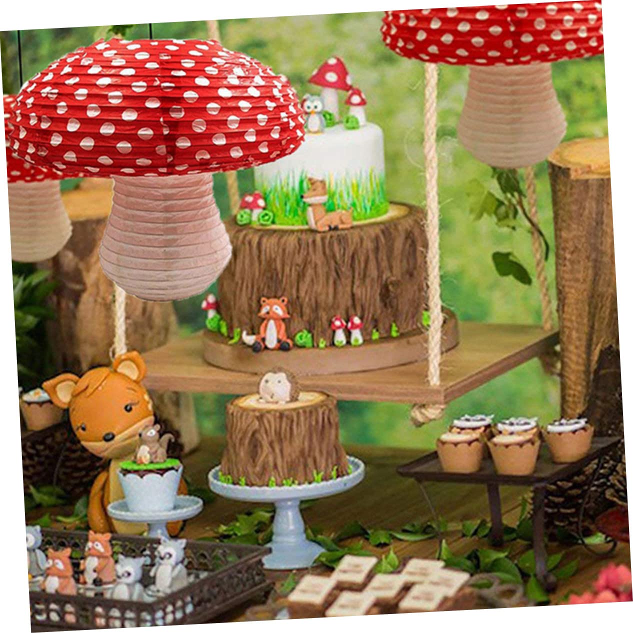 HOMSFOU Linterna De Papel En Forma De Champiñón 30Cm 6 Piezas Decoración Reutilizable Para Fiesta Interior Y Exterior Ambiente Festivo