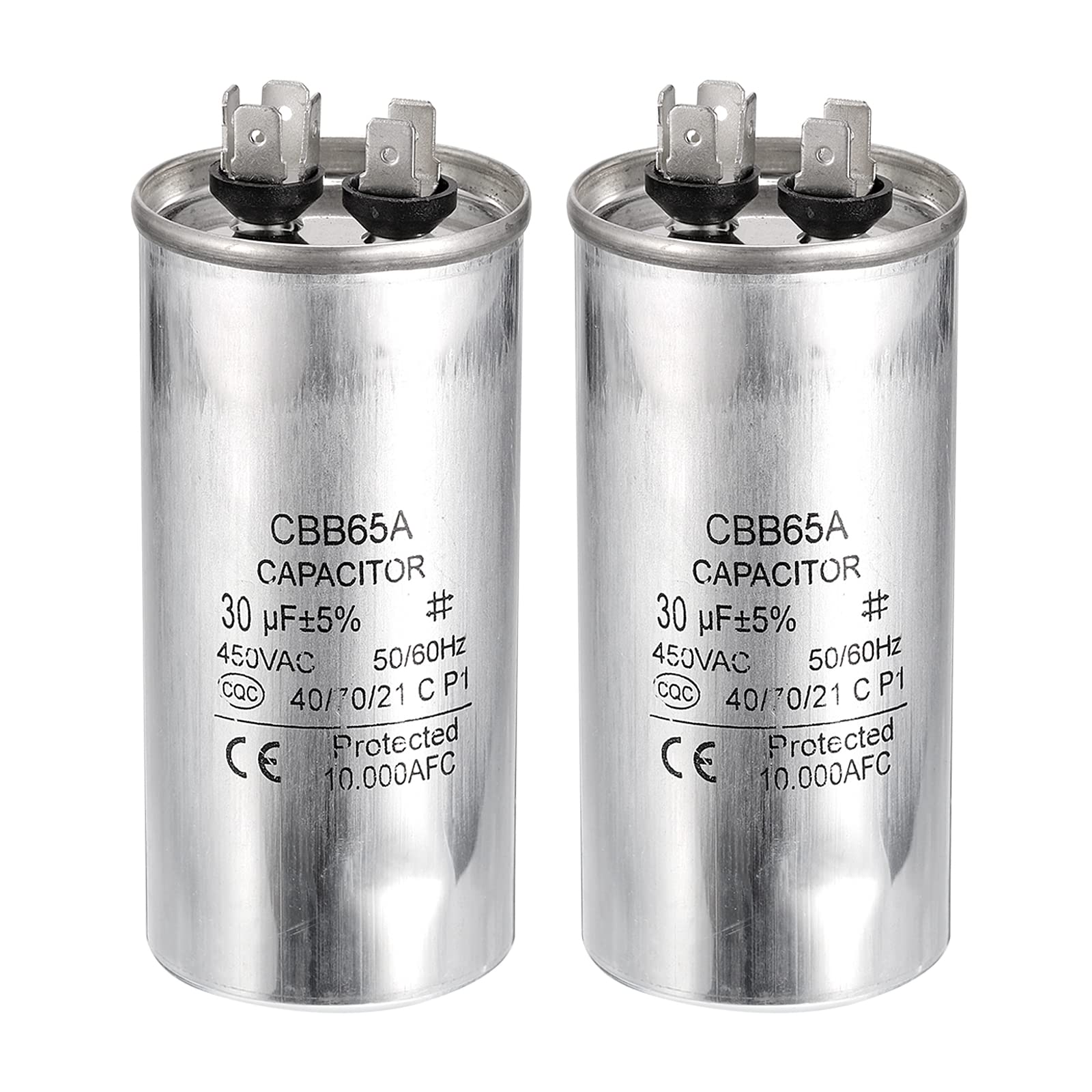 PATIKIL 60uF 450VAC CBB65 Run Capacitor – ±5% Tolerance, 2-Terminal 4+4 Pins – For AC Motors, Compressors, HVAC & Fans