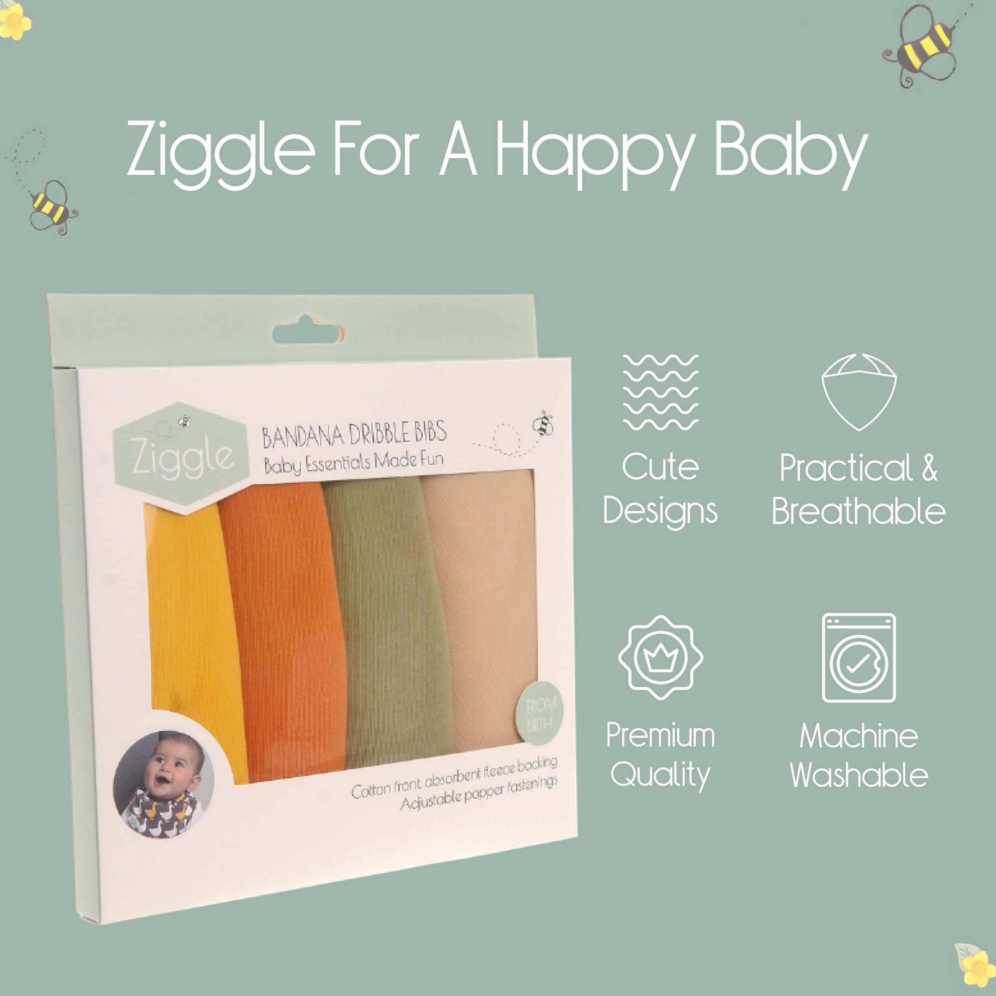 Bandana Dribble Bibs - Cotton Front Baby Bibs Newborn to 24 Months - Newborn Baby Gifts - Bibs For Comfortable Kids — view 6