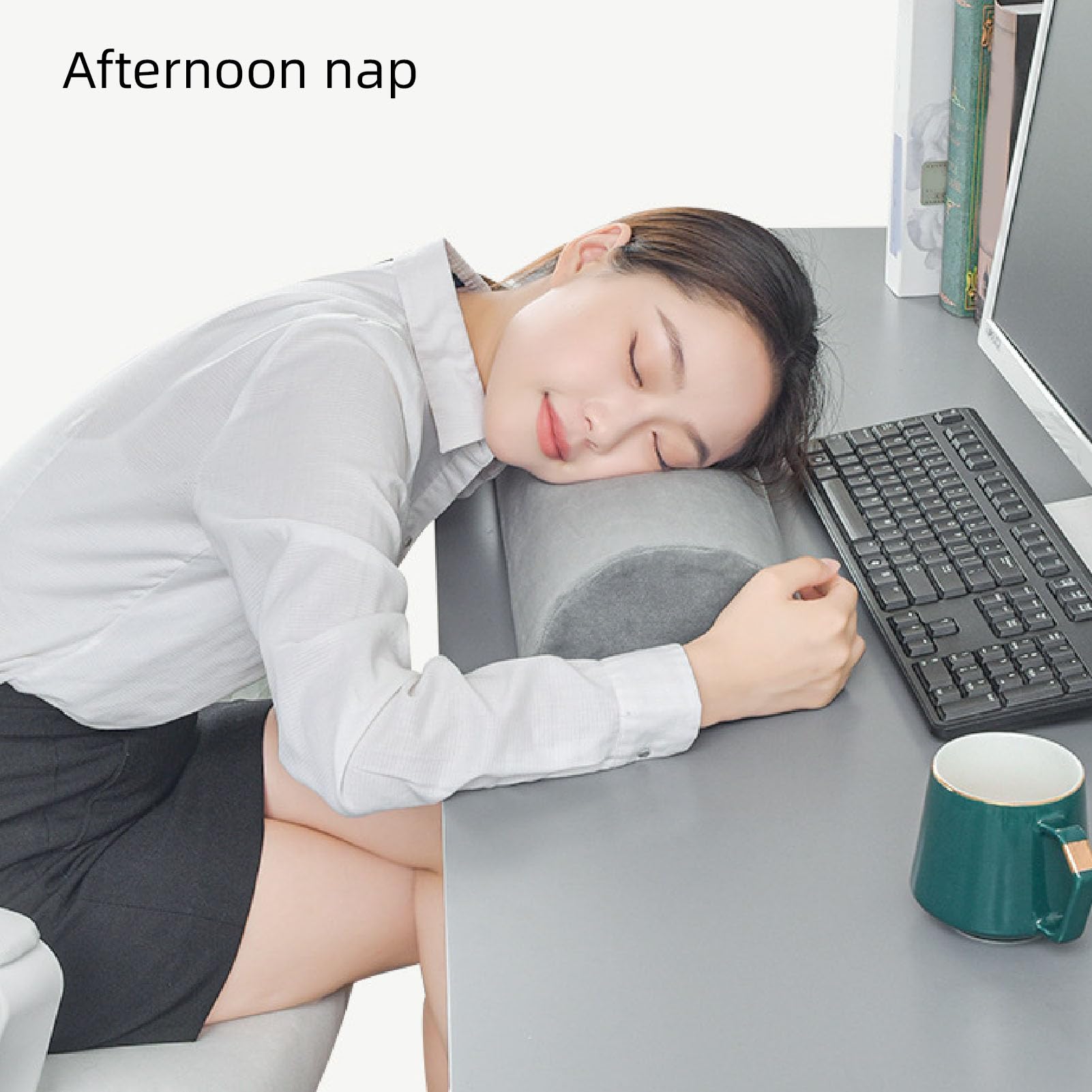 Almohada de Media Luna, Cojín de Medio Rollo de Espuma Viscoelástica para Dormir