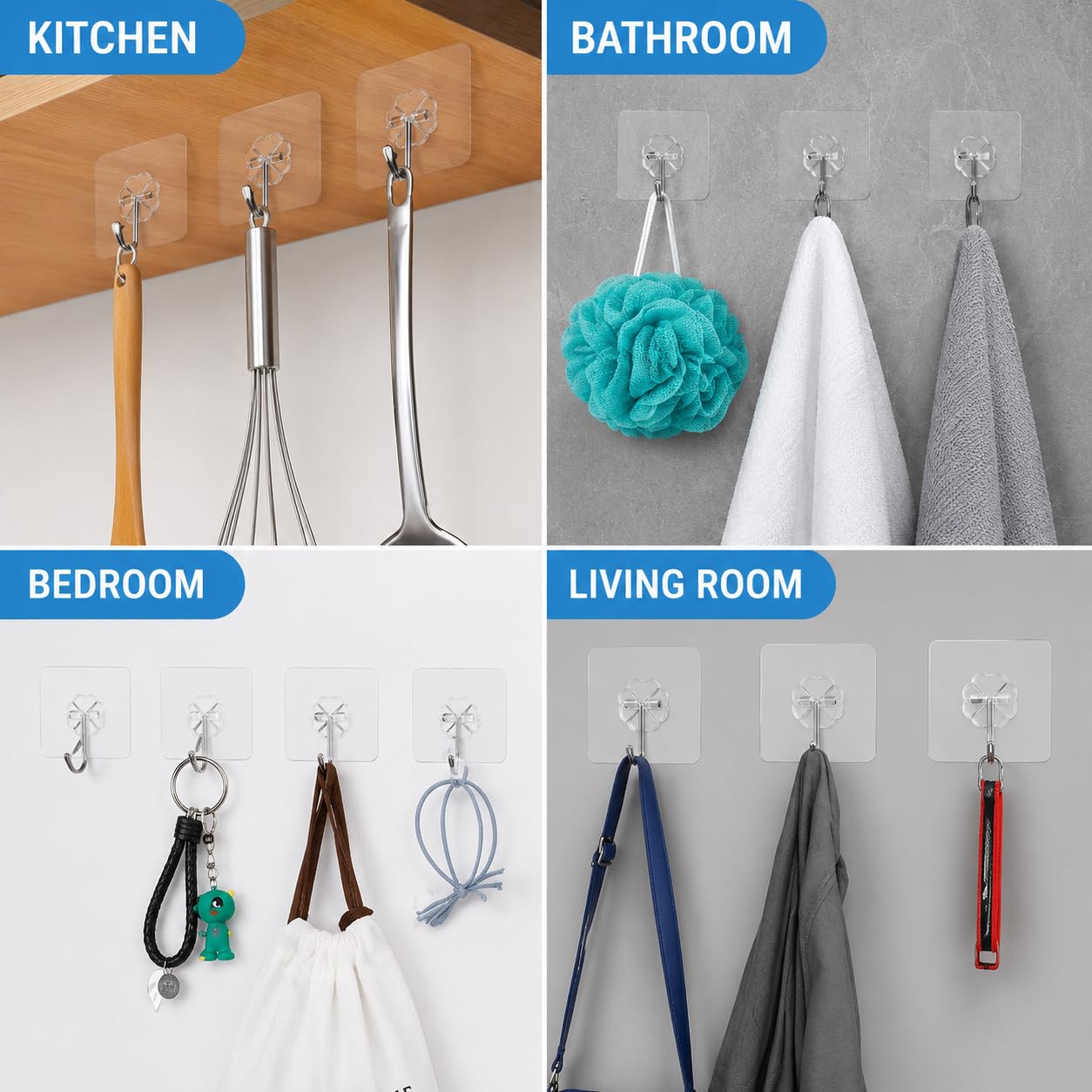 Self Adhesive Wall Hooks - No Drill, Heavy Duty -3 Self Adhesive Wall Hooks - No Drill, Heavy Duty -3