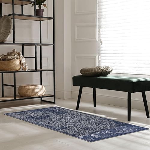 Lush Ambience Zehra - Alfombra de exterior azul marino, lavable, impermeable, reversible, alfombra de paja de plástico reciclado, campamento, casa disponible en Yaxa Colombia