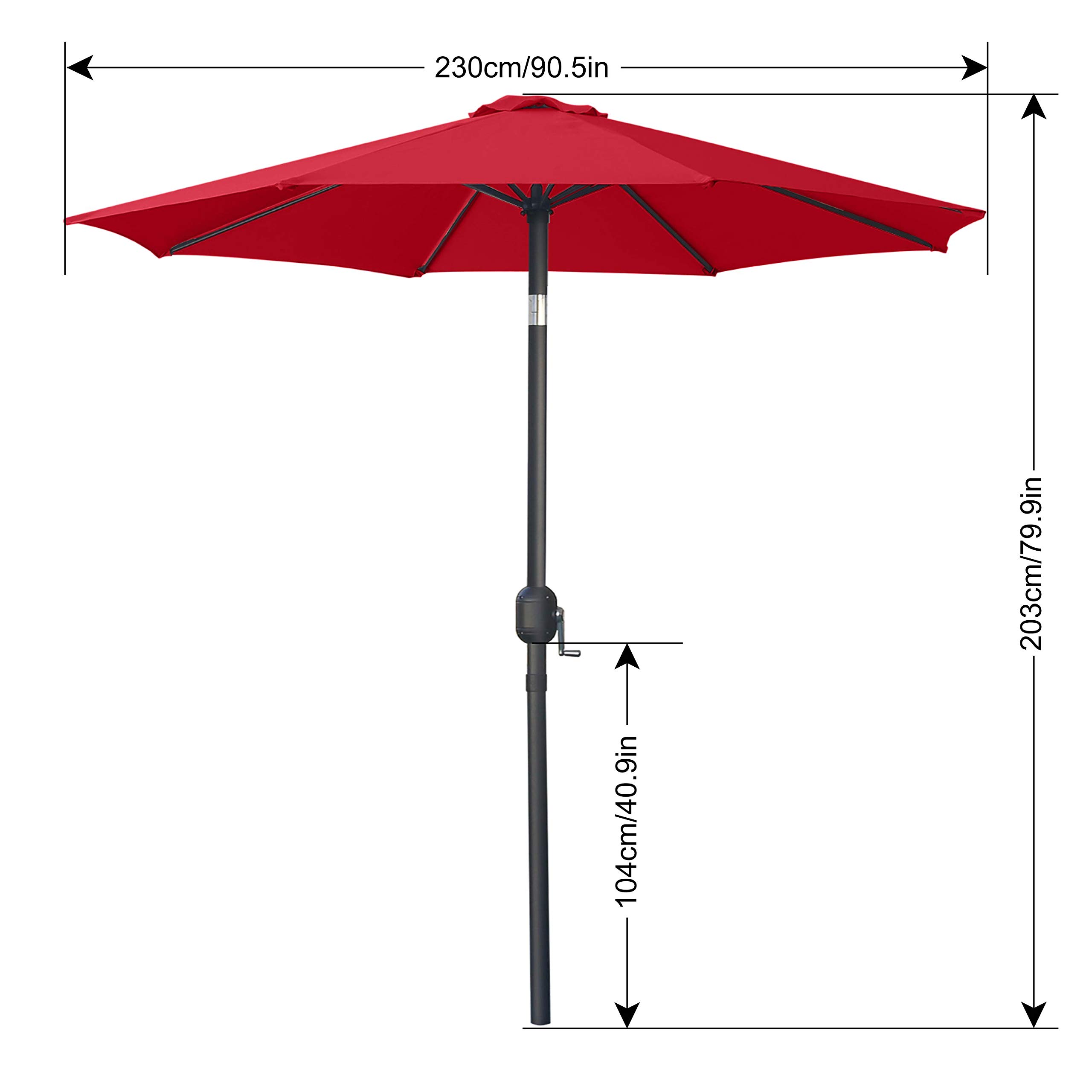 ABCCANOPY 7.5FT Patio Umbrella Outdoor 6 RibsTable Umbrella(Red)