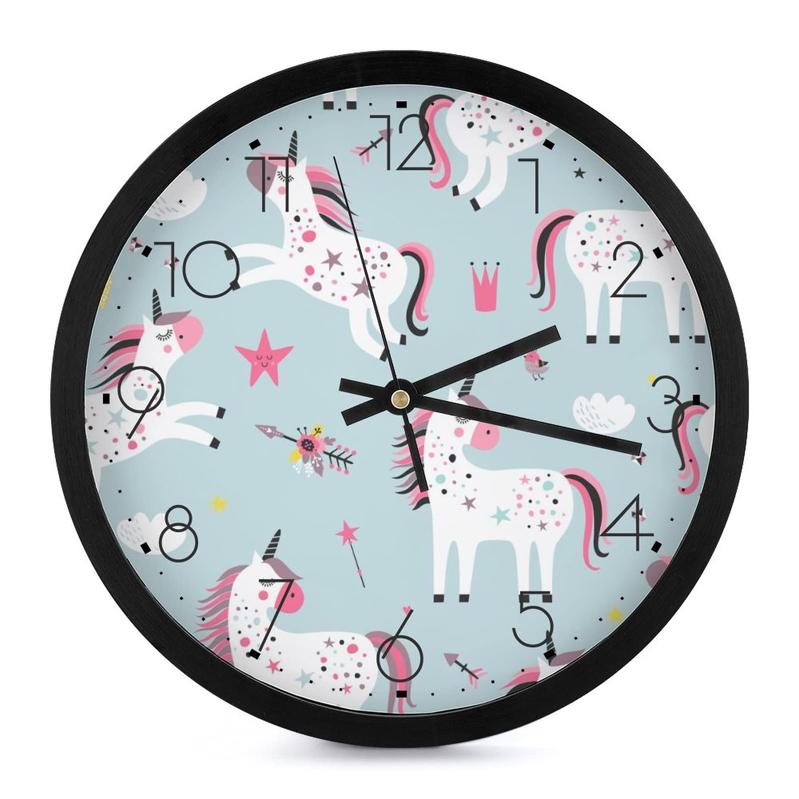 Pendule murale licorne blanche silencieuse pour éliminer le tic-tac stressant