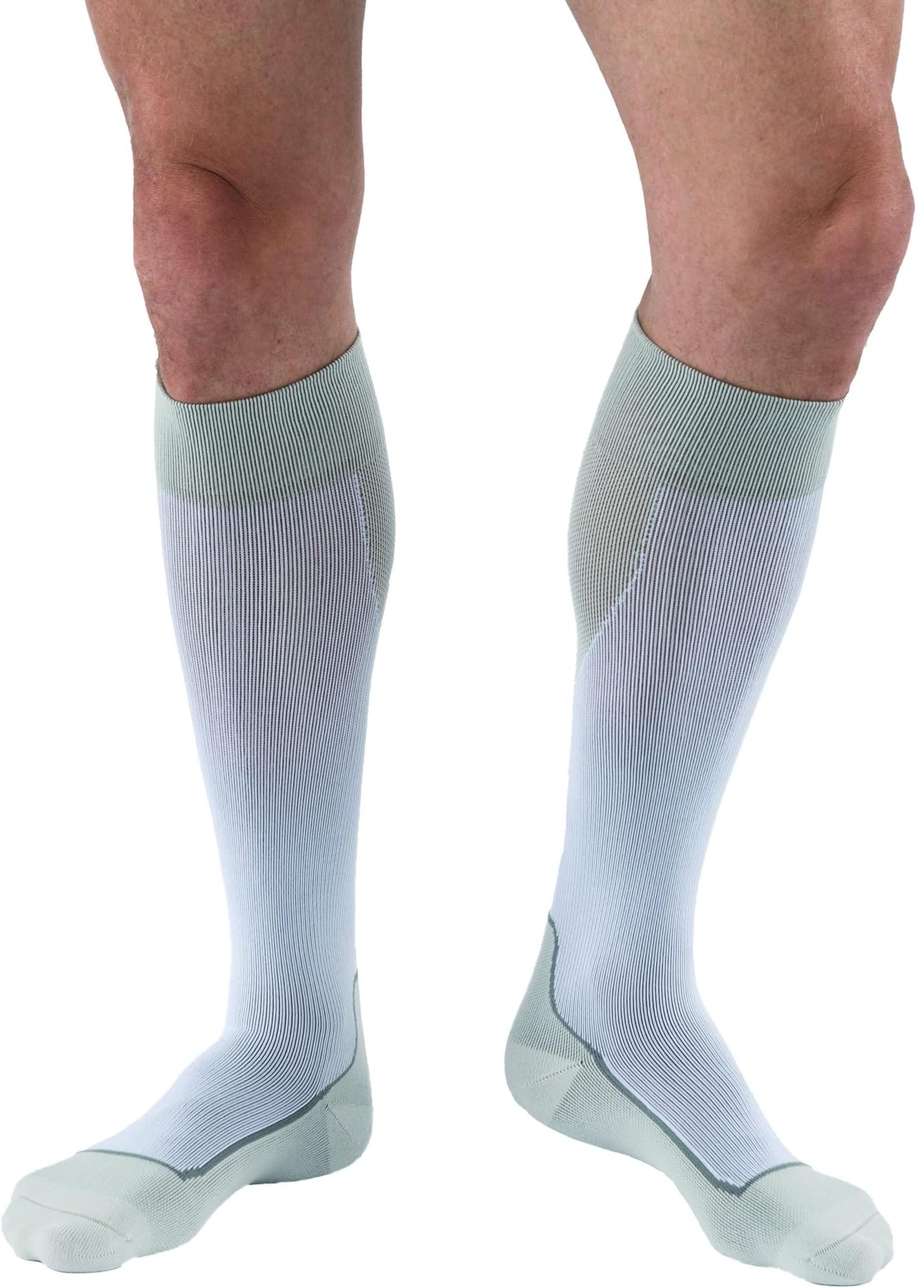 JOBST - 7528901 Sport Knee High 15-20 mmHg Compression Socks, White/Grey, Medium