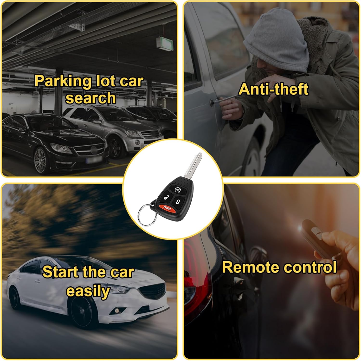 Key Fob Replacement Fit for Dodge Caliber Charger Durango Magnum Nitro Ram Dakota Avenger Chrysler 200 300 Aspen Sebring Grand Cherokee 05 2006 2007 2008 2009 2010 2011 2012 2013 14 Replaces KOBDT04A - Image 4