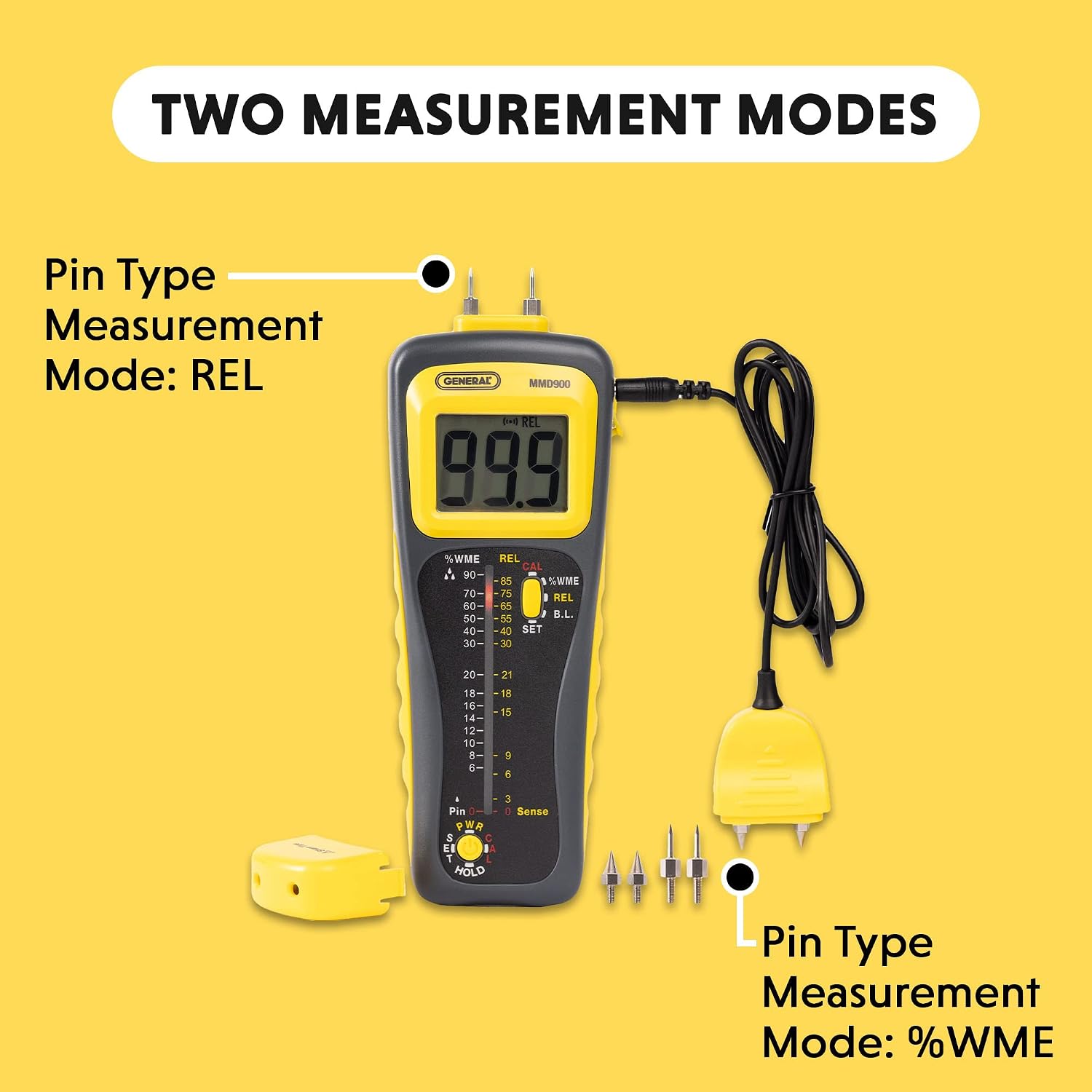 General Tools Wood Moisture Meter MMD900 - Humidity Sensor - Pin Type / Pinless Device