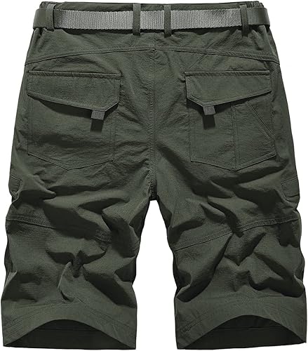 Miniatura 2 de Pantalones cortos de senderismo de secado rápido para hombre, pantalones cortos casuales de verano para trabajo, varios bolsillos (sin cinturón)