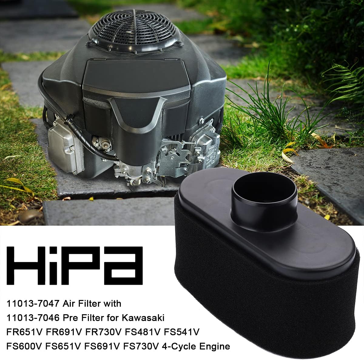 HIPA FR691V Air Filter with 11013-7046 Pre Filter for 11013-0752 11013-0726 11013-7049 11013-7047 Kawasaki FR651V FR691V FR730V FS481V FS541V FS600V FS651V FS691V FS730V 4-Cycle Engine