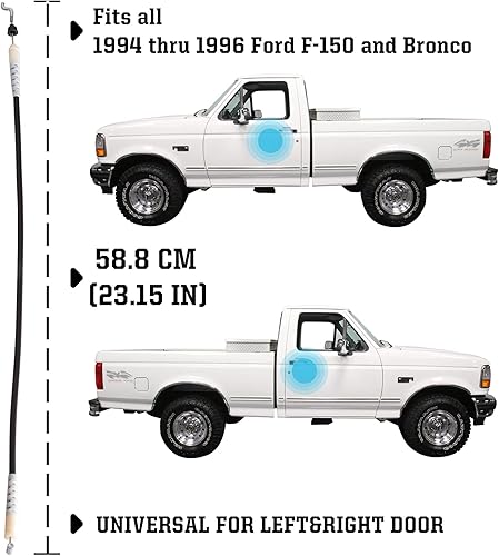 Miniatura 3 de Cable de liberación de pestillo de puerta compatible con Ford F150 Bronco 1992-96 F250 F350 F450 1992-97 Kit de cables de reparación de puerta de