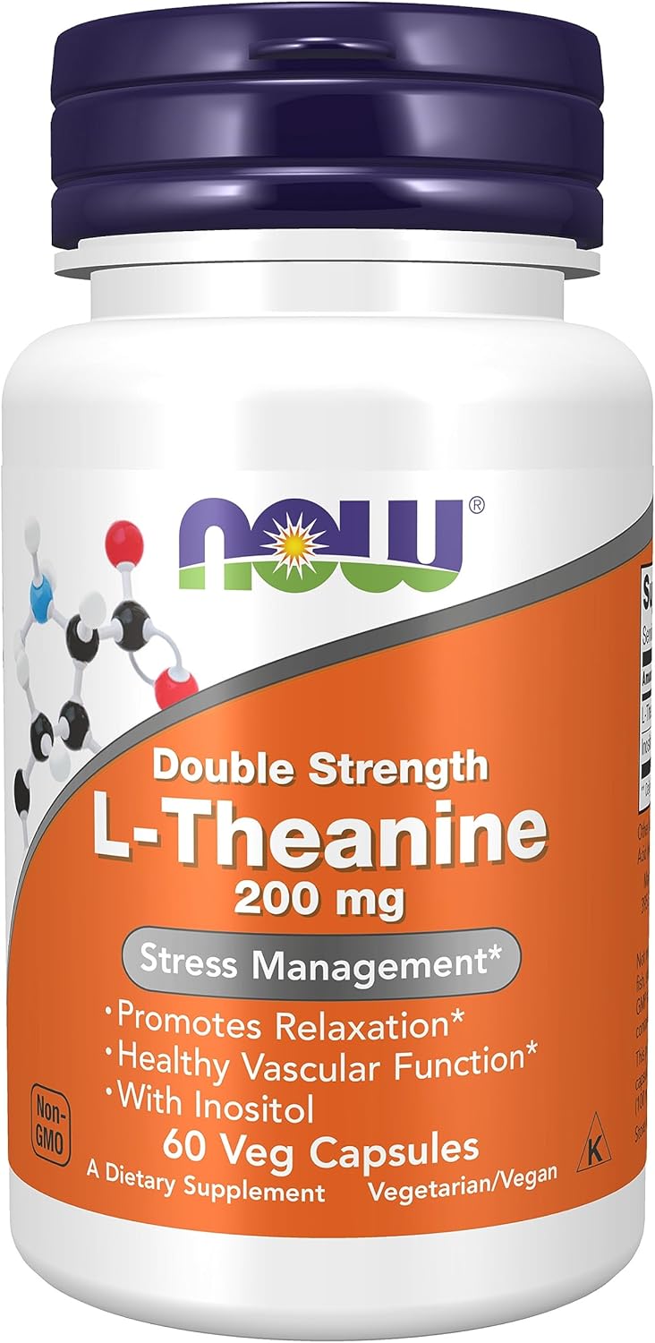 NOW L-Theanine 200 mg,60 Veg Capsules