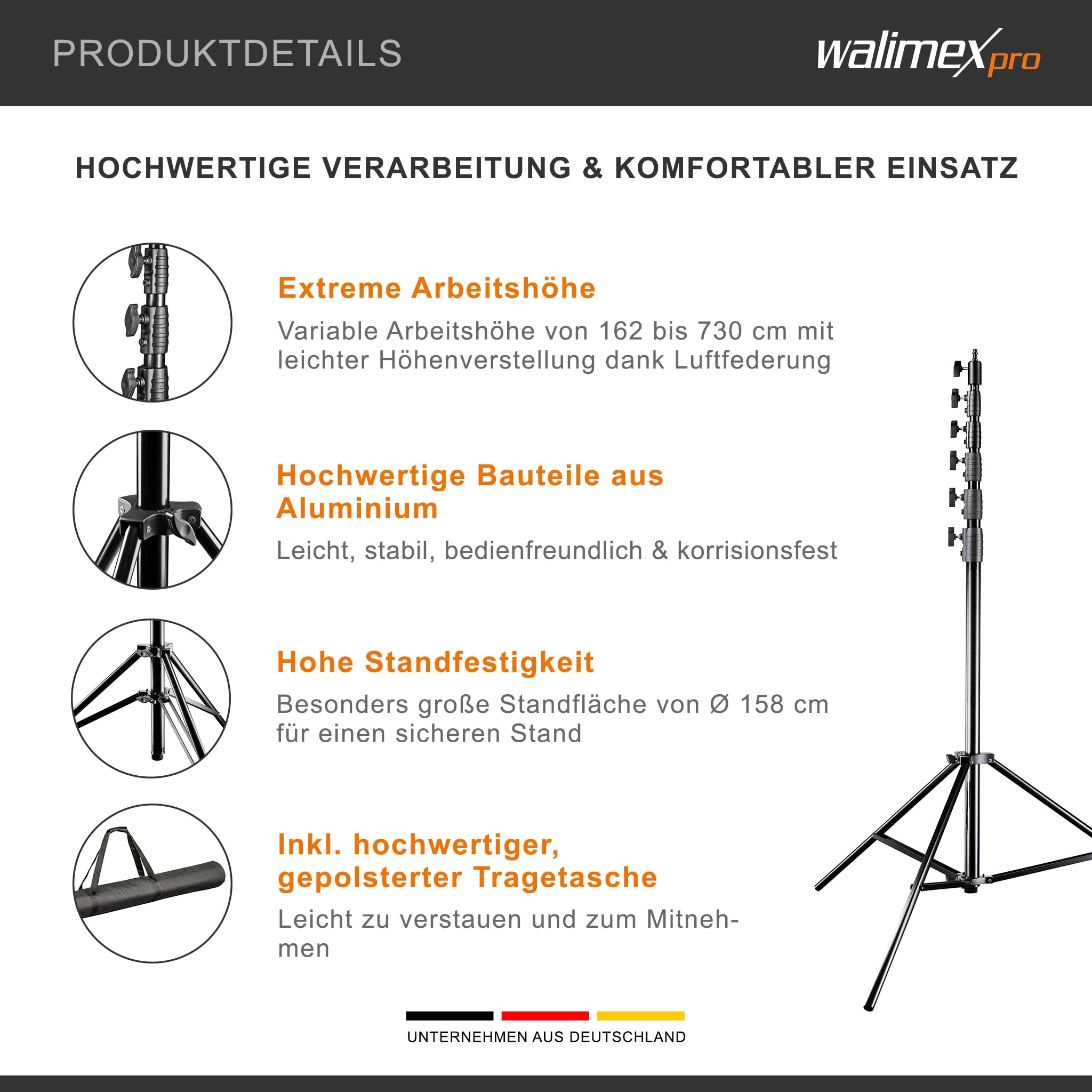 Walimex pro Air Jumbo 730 Trípode para lámpara 730 cm