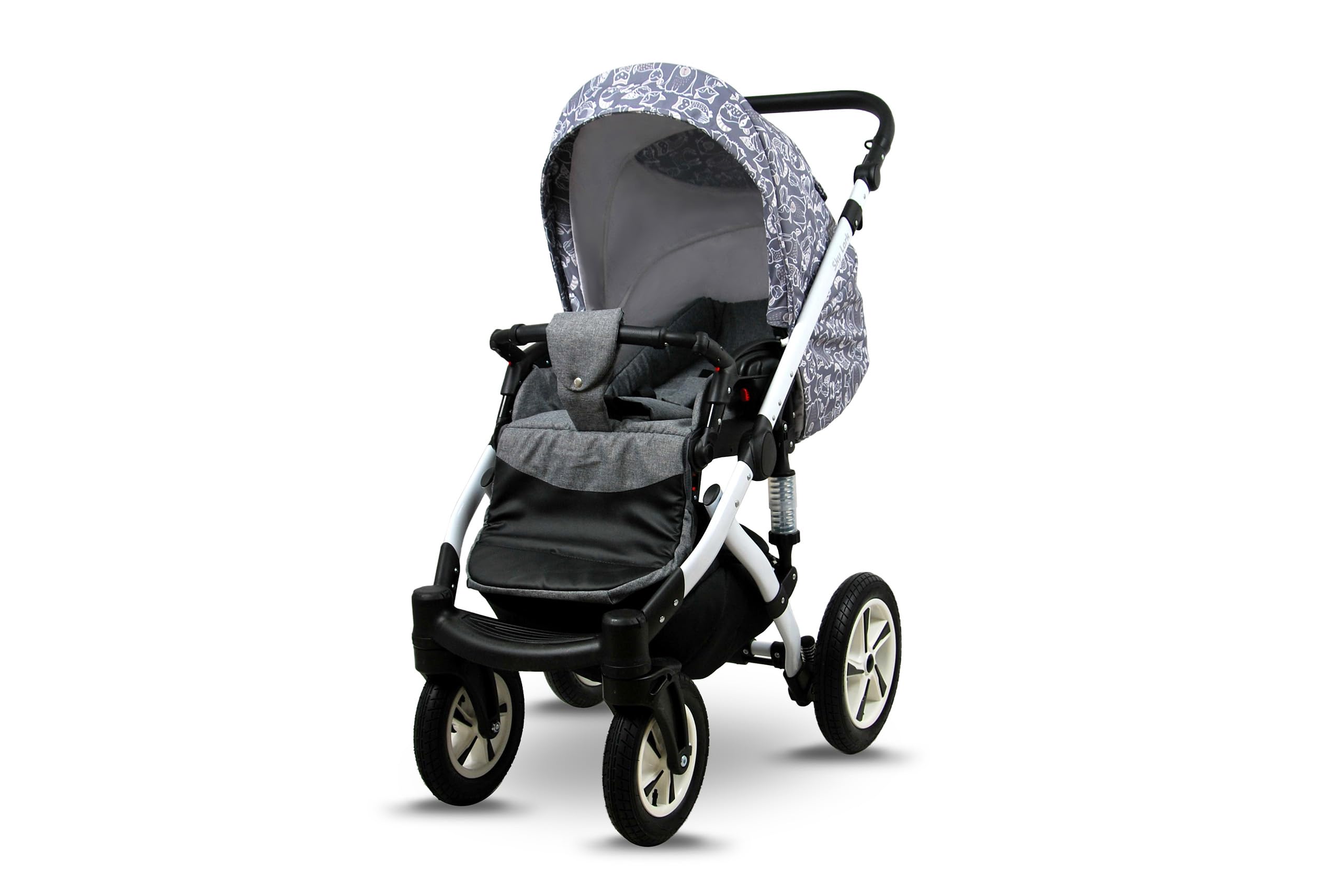 BabyLux Zestaw wózków dziecięcych 3 w 1 – Sky Lark – w zestawie wanienka dla niemowląt, fotelik sportowy, fotelik samochodowy – zestaw wózków dziecięcych z torbą do przewijania, osłoną