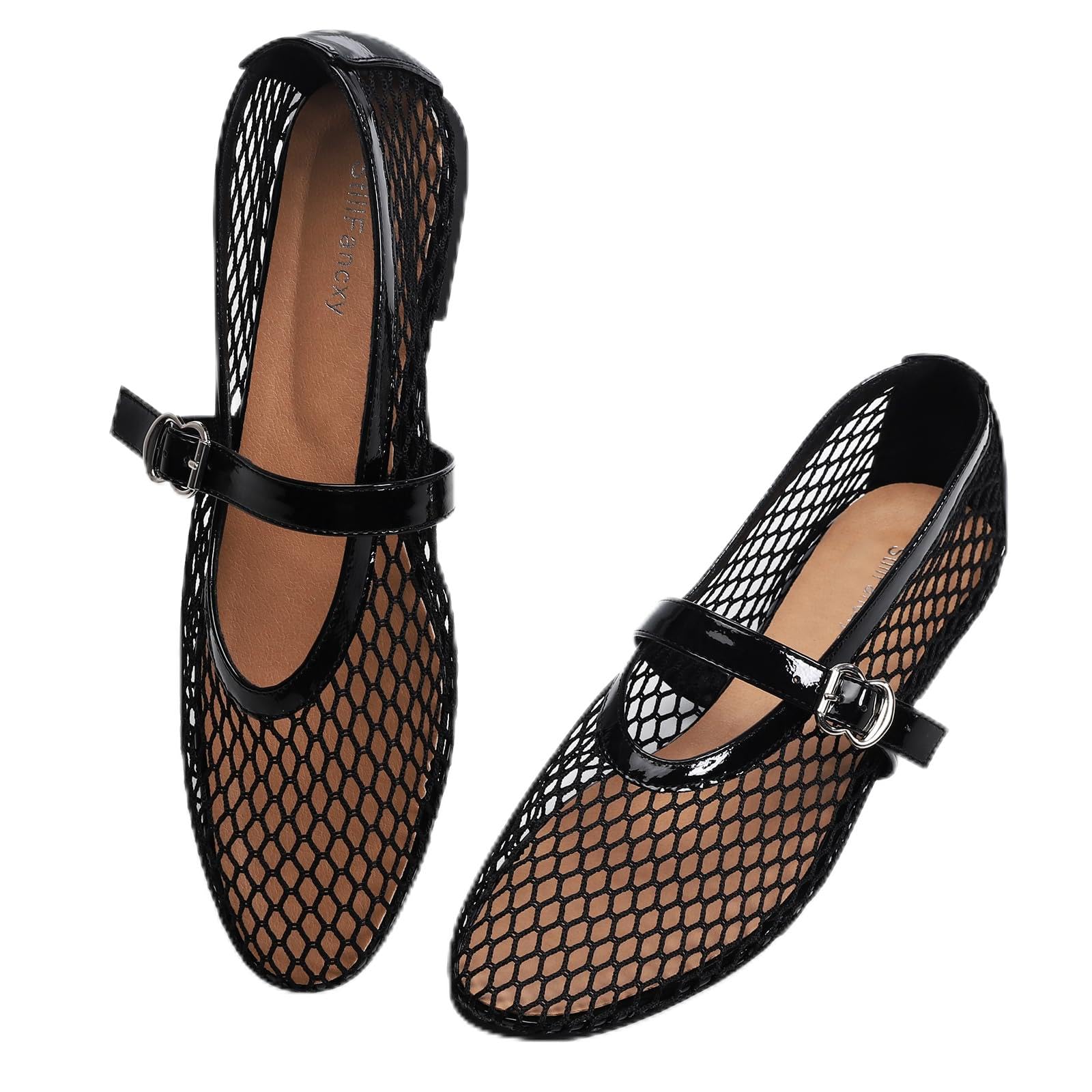 StillFancxy Mesh Ballet Flats for Women Adjustable Strap Mary Jane Flats Casual Office Shoes